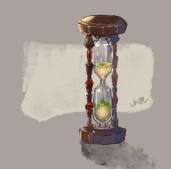 Rule 34 | commentary request, glowing, highres, hourglass, no humans, object focus, original, signature, simple background, slime (substance), still life, yamabuki (haruirokerria)