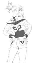 1girl ass denim henken highres monochrome shorts sienna_(henken) tagme