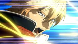 Rule 34 | 1boy, 2025, anime screenshot, blonde hair, fatal fury, fatal fury: city of the wolves, garou: mark of the wolves, highres, jacket, motion lines, oobari masami, red jacket, rock howard, speed lines