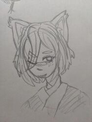 Rule 34 | animal ears, beast folk, cat ears, cat girl, doodle, isekai shikkaku, paper, pen, sacchan (isekai shikkaku)