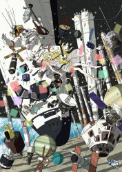 1girl apollo_11 appollo_(spacecraft) arakawa_(aintnoroom) ares arianne astromech_droid astronaut atlas_(rocket) ball_(gundam) bare_shoulders barefoot blonde_hair closed_eyes confetti dress earth_(planet) electric_guitar endeavour endeavour_(spacecraft) female_focus fender_(company) fender_telecaster floating floating_hair galileo gemini_(spacecraft) gloves guitar gundam hayabusa_(spacecraft) helmet highres hubble hubble_space_telescope_(spacecraft) instrument jupiter_(planet) legs long_hair mariner_10 mariner_10_(spacecraft) mecha moon neptune_(planet) new_horizons original orion_(spacecraft) pioneer_10 pioneer_10_(spacecraft) planet r2-d2 ribbon robot rocket_ship sakigake_(spacecraft) satellite saturn_v skirt sky skylab solo soyuz space space_shuttle space_shuttle_(spacecraft) spacecraft spacelab_(spacecraft) spacesuit sputnik sputnik_1_(spacecraft) star_(sky) star_(symbol) star_wars starry_sky tears titan_(rocket) uranus_(planet) viking_i viking_orbiter_(spacecraft) voskhod voyager voyager_(spacecraft) white_dress zero_gravity