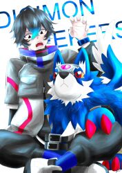 Rule 34 | belt, digicore interface, digimon, digimon seekers, highres, loogamon, looking at viewer, nagasumi eiji, red eyes, wolf