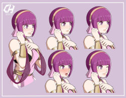 asamiya_athena charlyarts fire_emblem fire_emblem:_three_houses greek_clothes hair_ornament original_design purple_eyes purple_hair snk star_(symbol) star_hair_ornament the_king_of_fighters the_king_of_fighters_xv