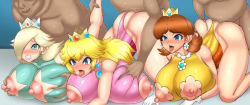 3boys 3girls ass ass_grab bad_tag blonde_hair blue_eyes blush breasts brown_hair clenched_teeth clothed_female_nude_male clothing_aside crown earrings ebina_caris fat fat_man grabbing_another&#039;s_breast groping group_sex huge_breasts jewelry leotard leotard_aside long_hair mario_&amp;_sonic_(series) mario_&amp;_sonic_at_the_olympic_games_(2007) mario_&amp;_sonic_at_the_rio_2016_olympic_games mario_(series) multiple_boys multiple_girls nintendo nipple_cutout nipples nude orgy princess_daisy princess_daisy_(gymnastics) princess_peach princess_peach_(gymnastics) rosalina rosalina_(gymnastics) teeth tongue tongue_out