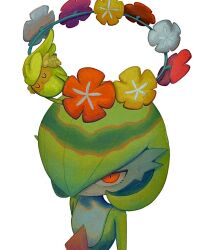 Rule 34 | closed eyes, closed mouth, comfey, creatures (company), flower, game freak, gardevoir, gen 3 pokemon, gen 7 pokemon, gyura, looking up, nintendo, pokemon, pokemon (creature), pokemon focus, red eyes, red flower, simple background, u u, white background, white flower, yellow flower