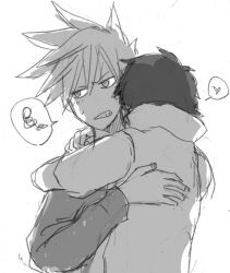 2boys angry blue_oak bromance heart hico127 hug multiple_boys nintendo pokemon red_(pokemon)