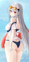 Rule 34 | 1girl, absurdres, arknights, ass, butt crack, glasses, highres, inflatable toy, skadi (arknights), skadi (waverider) (arknights), sora mame (princess 0sora), sunglasses, swimsuit, tagme, water