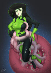 black_hair clothed_sex highres kim_possible_(series) long_hair shego tentacle_monster tentacle_sex tentacles tentacles_under_clothes the_tentacle_professor tight_clothes torn_clothes vore x-ray