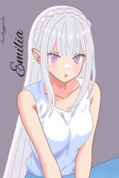 Rule 34 | cathyyyemilia, emilia (re:zero), long hair, poker, purple eyes, re:zero kara hajimeru isekai seikatsu