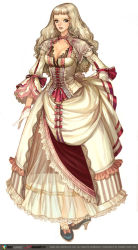 1girl blonde_hair bow breasts cleavage corset dress female_focus gloves gown granado_espada high_heels large_breasts long_hair maggi mole see-through_clothes shoes solo warlock warlock_(granado_espada)