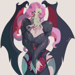 Rule 34 | 1girl, absurdres, black dress, breasts, cthulhu, cthulhu mythos, dress, highres, large breasts, ln&#039;eta, long hair, monster girl, mouth with tentacles, pantyhose, pink eyes, pink hair, solo, squid girl, sucker for love, sucker for love: first date, sunder-art, tentacle hair, white pantyhose