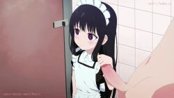 1boy 1girl adashino_oto age_difference animated apron black_dress black_hair blush buttons candy clothed_female_nude_male collared_shirt commentary cum cum_in_mouth cum_on_body cum_on_hair cum_overflow door dress erection facial fanbox_username fellatio food frilled_apron frills from_side glans glansjob handjob hetero indoors kaii_to_otome_to_kamikakushi loli long_hair looking_ahead looking_at_another lsolo_focus maid maid_apron maid_headdress navel nude oral paid_reward_available penis pestil public_restroom purple_eyes ringed_eyes saliva saliva_trail shirt short_sleeves subscribestar_username sweat sweatdrop testicles uncensored video white_apron white_shirt