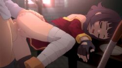 1boy 1girl animated ass bandages barcode barcode_tattoo bent_over blush boots bottomless bowl butterchalk censored closed_eyes clothes_pull dress drooling erection fingerless_gloves fray_arts gloves hetero kono_subarashii_sekai_ni_shukufuku_wo! light_rays loli megumin mosaic_censoring on_table pants pants_pull penis pussy pussy_juice rape sex shirt sleep_molestation sleep_sex sleeping sound staff standing sunbeam sunlight sweat table tattoo testicles thighhighs vaginal video