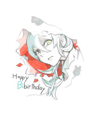 Rule 34 | 1girl, ai the somnium files, ai the somnium files: nirvana initiative, artificial eye, blue eyes, blue hair, braid, gebodyabo, happy birthday, heterochromia, highres, kuranushi mizuki, long hair, looking at viewer, low twin braids, mechanical eye, portrait, simple background, solo, spoilers, twin braids, white background, white hood, yellow eyes