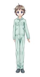 Rule 34 | 1boy, blue eyes, brown hair, complets, ishida toshiaki, long sleeves, lowres, pants, shirt, shoes, short hair, solo, the guts! -maximum maternity-, watermark