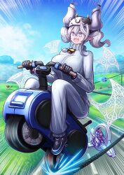 1boy 2girls afterimage akisame_rizu armor black_gloves blonde_hair blue_eyes breasts commentary_request crossover d-wheel demon_girl demon_horns demon_wings drill_hair duel_monster expressionless gloves grey_eyes grey_hair grey_jacket grey_pants helmet highres horns jacket kirby kirby_(series) kirby_air_ride kirby_air_riders knight_(yu-gi-oh!) large_breasts lovely_labrynth_of_the_silver_castle low_wings mario mario_(series) mario_kart mario_kart_world miniskirt monowheel moo_moo_(mario) motor_vehicle motorcycle multiple_girls multiple_wings nintendo official_alternate_costume open_mouth outdoors pants pointy_ears riding skirt smile solo_focus teeth track_jacket track_suit transparent_wings twin_drills upper_teeth_only warp_star wings yu-gi-oh! yu-gi-oh!_5d&#039;s