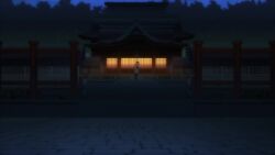 1boy 2girls animated araragi_koyomi black_hair blonde_hair monogatari_(series) multiple_girls oshino_shinobu shrine sound tagme vampire video