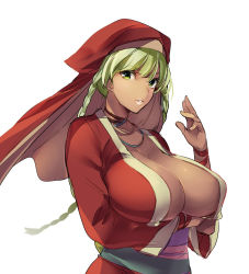 1girl areola_slip blonde_hair braid breast_hold breasts capcom cleavage crossed_arms dark_skin hakan&#039;s_wife headdress huge_breasts jewelry large_breasts lips long_hair mature_female naso4 necklace no_bra sagging_breasts street_fighter street_fighter_iv_(series) twin_braids yellow_eyes