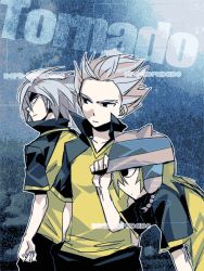 3boys gouenji_shuuya inazuma_eleven inazuma_eleven_(series) male_focus matsuno_kuusuke mudomudo multiple_boys soccer_uniform sportswear yamino_kageto