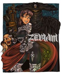 2boys 2girls alien armor ass black_hair body_armor bodysuit breasts brown_hair cameltoe character_name cloak copyright_name covered_erect_nipples cpae crowd_inc english_text floating floating_object gaga_communications gun impossible_clothes iria_(zeiram) kamiya_(zeiram) long_hair monster monster_girl multiple_boys multiple_girls open_mouth ponytail short_hair skin_tight smirk space_monster sweat tagane teeth teppei_(zeiram) thick_thighs thighs tongue weapon zeiram zeiram_(film) zeiram_(series)