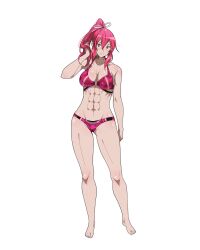Rule 34 | 1girl, abs, absurdres, artist request, groin, highres, muscular, muscular female, navel, smile, tagme