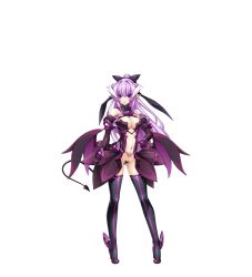 Rule 34 | 1girl, boots, breasts, center opening, cleavage, dark persona, demon girl, demon tail, demon wings, elbow gloves, full body, game cg, gloves, hand on own hip, high heels, highres, horns, kouyoku senki exs-tia, large breasts, large variant set, lilistia lizelle, long hair, looking at viewer, maebari, navel, non-web source, official art, pointy ears, pubic tattoo, purple eyes, purple hair, revealing clothes, rieszverne suzette paladill, simple background, solo, standing, tachi-e, tail, tattoo, thigh boots, thighhighs, transparent background, variant set, wings
