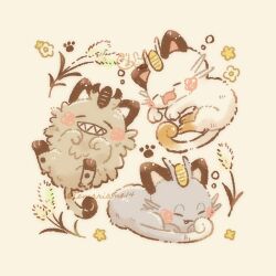 Rule 34 | alolan form, alolan meowth, blush stickers, cat, closed eyes, coin, curled tail, fang, fang out, fangs, flower, galarian form, galarian meowth, gen 1 pokemon, gen 7 pokemon, gen 8 pokemon, grin, highres, meowth, nintendo, no humans, paw print, pokemon, pokemon (creature), sharp teeth, simple background, sleeping, smile, teeth, temariame14, twitter username, whiskers, white fur