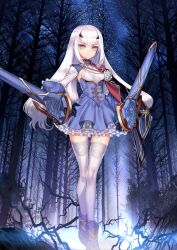 Rule 34 | 1girl, arm at side, black cape, black gloves, blue boots, blue dress, blue sleeve cuffs, boots, breasts, cape, choco (chocolate shop), closed mouth, collared shrug, dress, expressionless, fairy sword arondight, fate/grand order, fate (series), frilled dress, frills, full body, game cg, gloves, halter dress, halterneck, hand on own hip, large variant set, legs together, long hair, long sleeves, looking at viewer, melusine (fate), melusine (second ascension) (fate), official art, short dress, shrug (clothing), side cape, sidelocks, sleeve cuffs, small breasts, solo, standing, thigh gap, thighhighs, third-party source, turtleneck, turtleneck dress, underbust, variant set, white hair, white sleeves, white thighhighs, yellow eyes