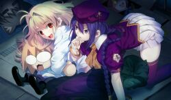+_+ 1boy 4girls =_= ahoge all_fours aora arcueid_brunestud bangle beret blonde_hair blush_stickers bracelet braid cigarette crest hair_intakes hat hiding highres hug jewelry kohaku_(tsukihime) len_(tsukihime) long_hair long_skirt melty_blood multiple_girls neco-arc nrvnqsr_chaos o_o parody pleated_skirt puffy_short_sleeves puffy_sleeves purple_eyes purple_hair red_eyes short_hair short_sleeves single_braid sion_eltnam_(type-moon) sion_eltnam_atlasia skirt sleeping style_parody sweater takeuchi_takashi_(style) tatami thighhighs tsukihime when_you_see_it zettai_ryouiki