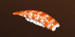 brown_background fish_(food) food food_focus hisachan55cute nigirizushi no_humans original pixel_art rice salmon scenery simple_background sushi