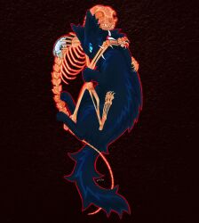 Rule 34 | animal, animal focus, animal skeleton, black cat, blue eyes, cat, claws, collar, commentary, full body, highres, hug, kitty (fernwhisker), no humans, outline, red collar, red outline, scourge (warrior cats), spiked collar, spikes, tail, the prophecies begin, warrior cats