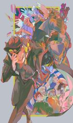 Rule 34 | adjusting clothes, adjusting headwear, black hair, broken glass, daniel j. d&#039;arby, dio brando, flower, gakuran, glass, hat over one eye, hol horse, iggy (jojo), jean pierre polnareff, jojo no kimyou na bouken, joseph joestar, joseph joestar (old), kakyoin noriaki, knife, kuujou joutarou, long coat, mariah (jojo), mohammed avdol, n&#039;doul, outstretched hand, school uniform, senzzang, stand (jojo), stardust crusaders, terence t. d&#039;arby, the world, vanilla ice