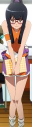 anime_screenshot armband black_hair blunt_bangs blush digimon digimon_adventure_tri. female_focus glasses mochizuki_meiko orange_shirt orange_shorts ponytail shirt shorts sidelocks sleeveless sleeveless_shirt smile socks stitched third-party_edit white_socks