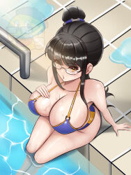 1girl absurdres black_hair breasts eve_(stellar_blade) glasses highres large_breasts stellar_blade swimsuit