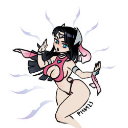 1girl armlet artist_name ass bare_shoulders bikini blue_eyes breasts choker cleavage floating floating_object floating_sword floating_weapon forehead_protector gloves hair_ornament highres irelia jewelry large_breasts league_of_legends long_hair midriff multiple_swords piyay23 solo stomach swimsuit sword thick_thighs thighs thong_bikini weapon wide_hips