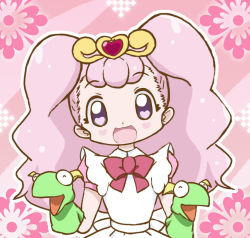 10s 1girl :d ^_^ apron closed_eyes company_connection doublas_m2 female_focus frills go!_princess_precure hand_puppet heart heart-shaped_pupils hibiziko maid_apron nakki_(hibi_jikomankitsu) open_mouth pink_hair precure puff_(go!_princess_precure) puff_(go!_princess_precure)_(human) puppet purple_eyes ribbon robot_girls_z smile solo symbol-shaped_pupils toei_animation touyama_nao voice_actor_connection