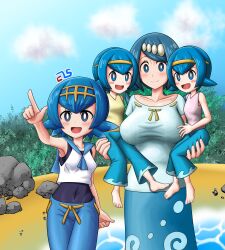 4girls breasts els_(ljhlee12) harper_(pokemon) lana&#039;s_mother_(pokemon) lana_(pokemon) large_breasts mother_and_daughter multiple_girls nintendo pokemon pokemon_(anime) pokemon_sm_(anime) sarah_(pokemon)