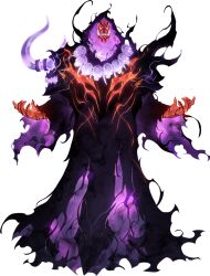 1other aura black_coat coat dark_aura fangs fangs_out full_body glowing glowing_eyes hood horns jewelry long_sleeves necklace official_art shaman skull_necklace solo_leveling solo_leveling:_arise transparent_background tusk_(solo_leveling) wide_sleeves