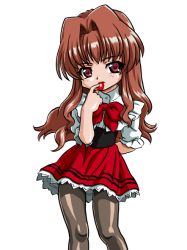 bandabekken bronze_parrot cosplay long_hair morino_ichigo onegai_teacher onegai_twins pantyhose simple_background solo waitress white_background