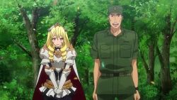 6+boys 6+girls animated anime_screenshot armor audible_speech beefeater_e_caty blonde_hair bozes_co_palesti breasts brown_hair closed_eyes constricted_pupils couple delilah_(gate) english_audio gate_-_jieitai_ka_no_chi_nite_kaku_tatakaeri glasses happy height_difference hug kengun_shunya kurata_takeo kuribayashi_shino kurokawa_mari large_breasts looking_at_viewer military multiple_boys multiple_girls open_mouth panache_kalgi purple_hair rabbit_ears shandy_gaff_marea sherry_tueli sitting smile soldier sound sugawara_kouji surprised tagme tomita_akira twintails video wheelchair yanagida_akira