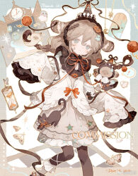 Rule 34 | !, 1girl, :o, analog clock, animal, animal ears, ankle socks, baby animal, black cat, black hairband, black hat, black pantyhose, black ribbon, black shirt, black shoes, blue border, blue eyes, border, bow, braid, brown border, brown dress, brown hair, bug, cat, chinese commentary, clock, clothed animal, commentary request, commission, donut, dress, expressionless, feet out of frame, floating hair, food, food-themed hair ornament, footwear ribbon, frilled dress, frilled hairband, frilled jacket, frilled shirt, frilled sleeves, frilled socks, frills, ghost, ghost hair ornament, ghost pose, gradient border, hair between eyes, hair ornament, hairband, hat, hat ribbon, hourglass, insect, jacket, kitten, koiliblikas, layered legwear, light blush, long hair, long sleeves, low twin braids, medium dress, moth, neck ribbon, open window, orange bow, orange ribbon, original, outline, outside border, pantyhose, parted lips, party hat, paw print, paw print pattern, pleated dress, pocket, rabbit, rabbit ears, ribbon, shirt, shirt under dress, shoes, sleeves past fingers, sleeves past wrists, socks, solo, sparkle, spoken exclamation mark, star (symbol), star print, thank you, twin braids, very long hair, waist bow, watermark, weibo watermark, white background, white jacket, white socks, window, yarn, yarn ball, yellow outline