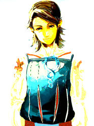 00s 1boy arms_at_sides black_hair brown_eyes brown_hair closed_mouth final_fantasy final_fantasy_xii head_tilt larsa_ferrinas_solidor male_focus mero_(meromasa) simple_background smile solo white_background