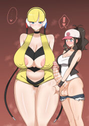 ! ... 1futa 1girl :o absurdres age_difference areola_slip blonde_hair blue_eyes blush breasts brown_hair elesa_(pokemon) erection futa_with_female futanari gradient_background highres hilda_(pokemon) huge_breasts huge_penis juice large_areolae leg_grab long_hair looking_at_viewer nintendo nipples open_mouth penis pokemon pokemon_bw ponytail precum regalpad size_difference speech_bubble testicles thought_bubble veins veiny_penis