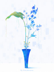 artist_name blue_flower english_text flower flower_pot huhv. leaf no_humans original plant potted_plant shadow simple_background still_life watermark web_address white_background yellow_flower