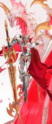 1other absurdres armor cape dragon fake_horns full_armor full_body greatsword helmet highres horned_helmet horns huge_weapon malzeno_(monster_hunter) monster_hunter_(character) monster_hunter_(series) monster_hunter_rise nslacka red_cape solo_focus spiked_armor spiked_wings sword weapon western_dragon wings