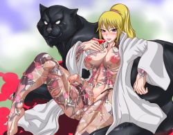 1futa barefoot bathrobe blonde_hair blush breasts claws cum cum_in_bowl cum_in_container cumdrip damu_otoko foreskin full-body_tattoo futanari gokkun large_breasts looking_at_viewer metroid mole nintendo nipples nude open_clothes panther penis penis_tattoo phimosis ponytail purple_eyes reclining samus_aran simple_background sitting solo tattoo testicles third-party_edit uncensored what white_eyes