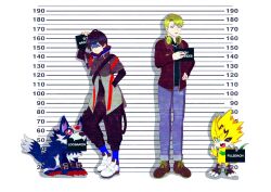 Rule 34 | belt, coat, digimon, digimon seekers, highres, jacket, leon alexander, loogamon, looking at viewer, nagasumi eiji, one eye closed, pulsemon, wink