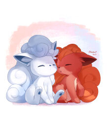 :o absurdres alolan_form alolan_vulpix closed_eyes closed_mouth commentary_request gen_1_pokemon gen_7_pokemon highres hoishere7 nintendo no_humans open_mouth pokemon pokemon_(creature) pokemon_focus sitting twitter_username vulpix