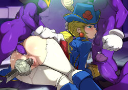 1girl 2023 anal ass blonde_hair blue_eyes blush boots breasts clothed_female_nude_male clothed_sex colored_skin deepthroat defeat drooling fellatio gang_rape gangbang group_sex hat interspecies jacket jcm2 mario_(series) nintendo nude object_insertion oral pants penis precum princess princess_peach princess_peach:_showtime! purple_skin rape saliva sour_bunch source_request sword swordfighter_peach torn_clothes torn_pants uncensored vaginal vaginal_object_insertion weapon white_pants