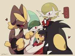 ... 1boy 3girls a-nya arm_hug artist_name bags_under_eyes big_hair black_hair black_pantyhose black_sclera black_skin blunt_bangs blush bob_cut body_fur brown_fur closed_mouth colored_sclera colored_skin constricted_pupils cropped_legs dot_mouth extra_mouth eye_contact fang flat_chest gallade gardevoir gen_3_pokemon gen_4_pokemon green_hair hair_over_one_eye hand_on_another&#039;s_chin hand_on_own_knee hand_to_own_mouth hand_up happy heart jealous leaning_forward licking_lips light_blush long_ears long_hair looking_at_another lopunny mawile mega_gallade mega_gardevoir mega_lopunny mega_mawile mega_pokemon mohawk multicolored_hair multicolored_skin multiple_girls nervous nintendo one_eye_covered open_mouth pantyhose pokemon pokemon_(creature) rabbit_ears rabbit_girl rabbit_tail red_eyes red_skin sharp_teeth short_hair short_tail sidelocks sideways_mouth signature simple_background skin_fang smile speech_bubble spoken_ellipsis sweat tail teeth tongue tongue_out torn_clothes torn_pantyhose twitter_username two-tone_fur two-tone_hair white_skin wide-eyed yandere yellow_fur yellow_skin